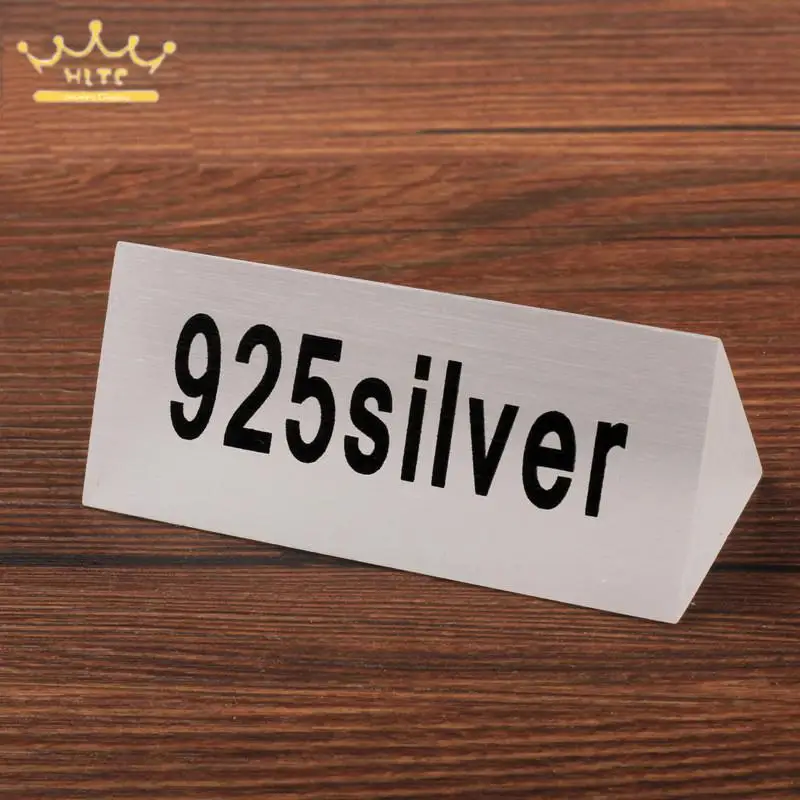 Triangular 925 Silver Signage Acrylic Transparent Frosted Crystal Sign for Jewelry Counter Accessories Necessity Lable 5Pcs/lot