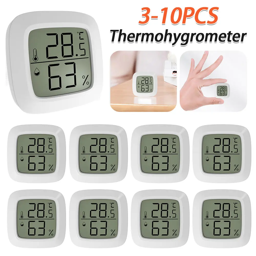 3-10PCS Humidity Sensor Mini Temperature Measurement Instruments with Magnetic Suction Temperature Tester Gauge Household Use 2