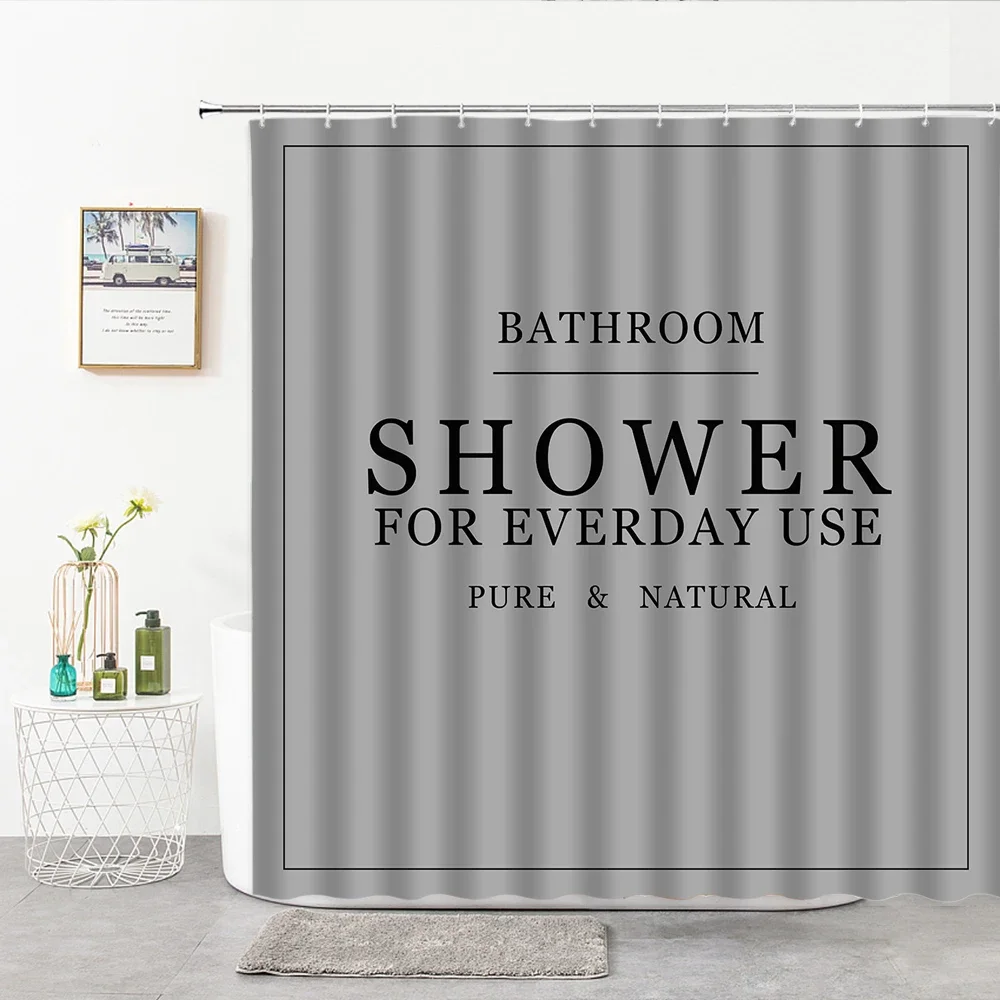 Letter Shower Curtains Simple Nordic Art Design Bathroom Curtain Home Decor Bath Screens Bathroom Accessories Polyester Fabric 2