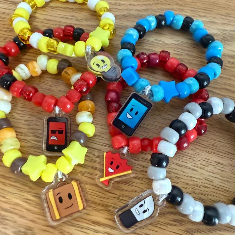 Cute Object-Themed Kandi Charm Bracelets with Phone, Light, Fan, Luggage, and Knife Designs | Trendy Collectibles