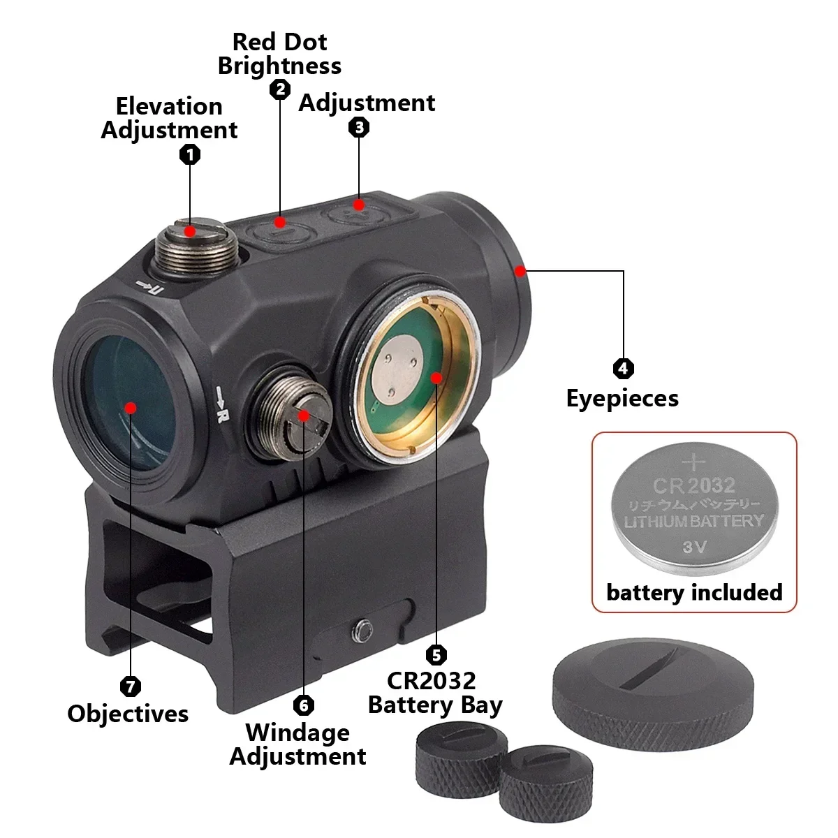 Tactical Unity 1x20mm 2 MOA Red Dot Sight Fast Mount Reflex Scope Holographic Riflescope Hunting 20mm Riser Mounts