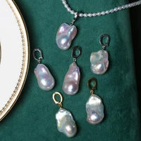 About 15*25MM White Natural Freshwater Baroque  Irregular Pearls S925 Silver Pendant PBC 1