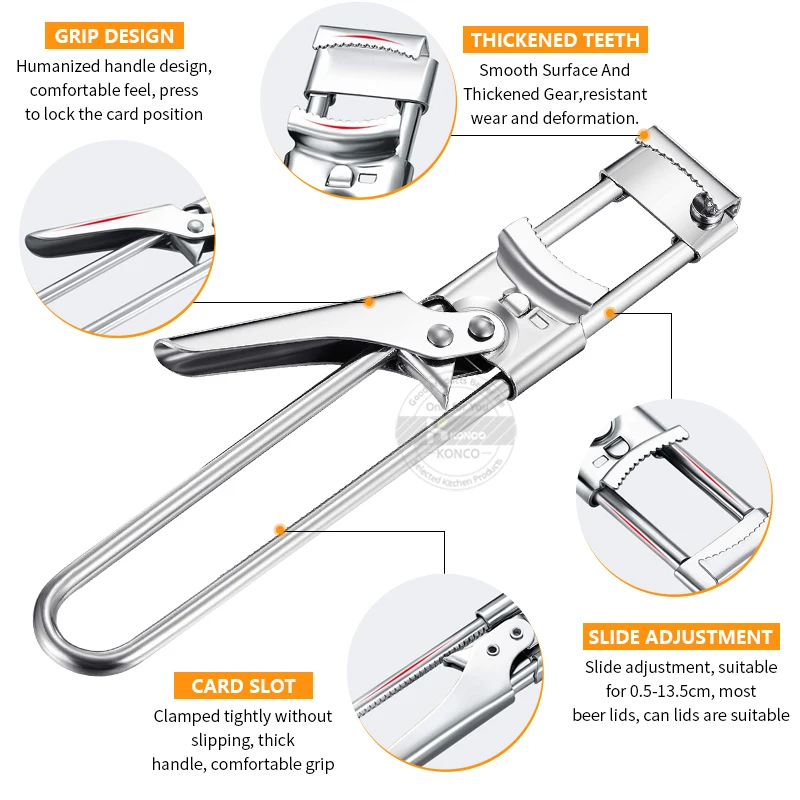 Ouvre Boite Electrique Ouvre-bocal Réglable Acier Inoxydable - 2 Pièces, Taille Ajustable - Pour Mains Faibles, Personnes âgées Ouvre Bocaux Mains Faibles