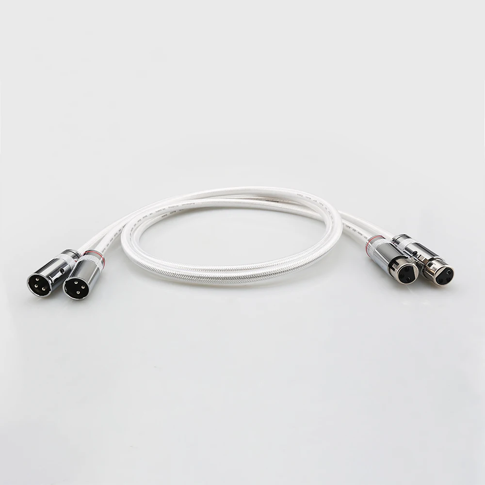 Audiocrast IC102AG 99.998% 순수 실버 XLR 케이블 HiFi 오디오 인터커넥트 솔리드 PSS 순수 실버 코어 와이어 실버 도금 플러그
