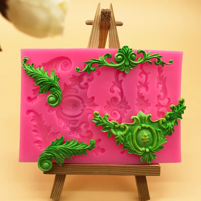 

European style relief flower vine lace design decoration silicone mold cake edge flipping sugar mold baking clay mold
