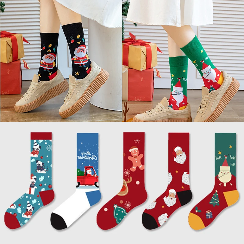 

New Cartoon Christmas Gift Socks Street Sports Trend Couples Cotton Socks