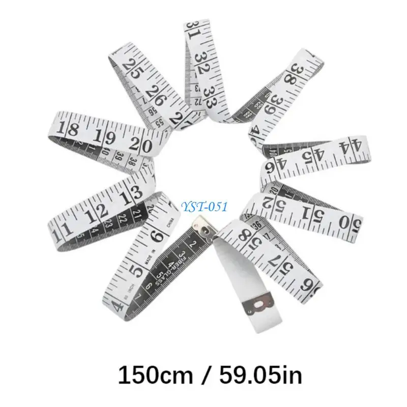 E15A 영구 150cm PVC 유리 섬유 재봉사 측정 테이프 봉제 공예 신체 측정을위한 이중 스케일 5 색 환경 설정