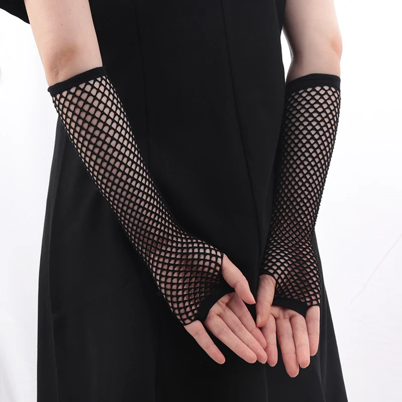 Womens Fashion Long Fishnet Fingerless Gloves Party Wear Girls Punk Goth Dance Mesh Black Gloves Lace Sexy Beautiful Arm Warmer