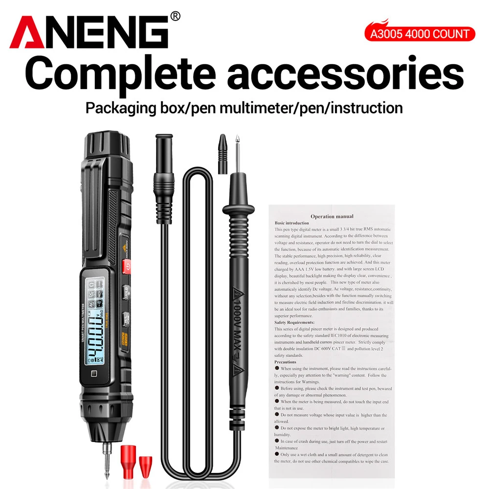 ANENG  Ƽ  Ÿ 4000 īƮ  ,  ڵ AC/DC   ̿ ׽,  A3005