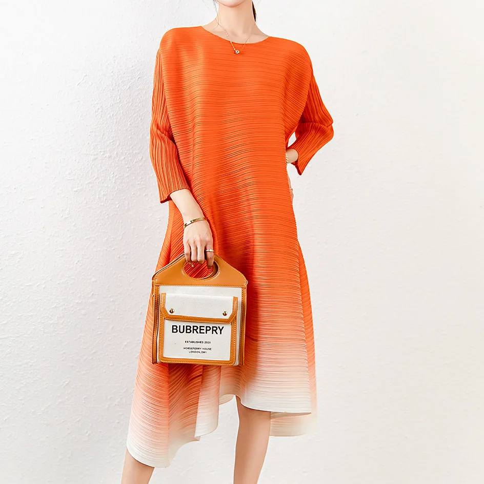 

Женское платье с градиентом, Повседневное платье большого размера с круглым вырезом, весна-лето 2022