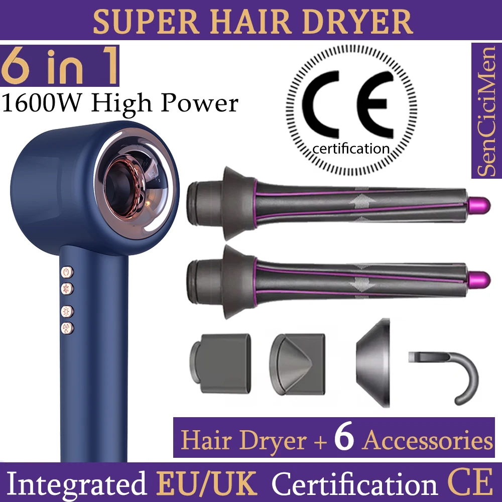Sèche-cheveux sans pales 220V 1600W, outil de coiffage personnel à ions négatifs, sèche-cheveux électrique à anions constants 1 Sèche-cheveux sans pales 220V 1600W, outil de coiffage personnel à ions négatifs, sèche-cheveux électrique à anions constants 1