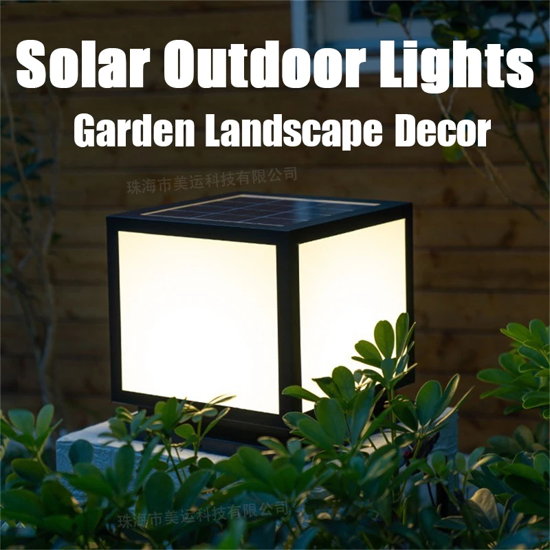 

New Outdoor Solar Post Lamps Courtyard Wall Lights With Remote Control Waterproof IP65 Modern LED For Home Villa Garden Lighting