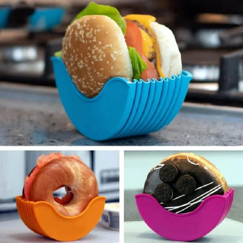 Burger Holder Silicone Retractable Sandwich Burger Holder Box Prevent Falling Apart Messy-Free Kitchen Tools_voghion.com