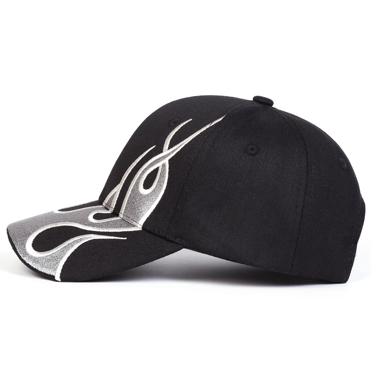 Unisex Flame Embroidery Baseball Caps Outdoor Adjustable Spring and Autumn Casual Sunscreen Hat