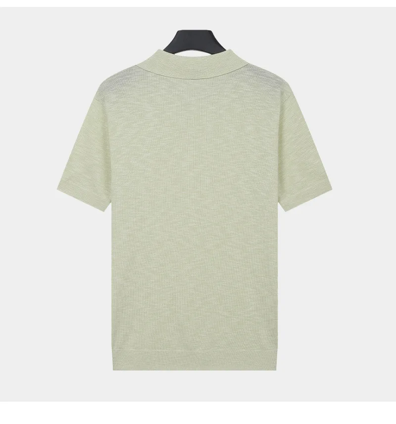 Polo da uomo estiva in maglia a tinta unita, traspirante e modellante - immagine 5