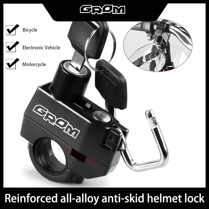 

For Honda GROM Motorcycle Helmet Lock Anti-Theft Bicycle Helmet Security Locks with 2 Keys Aluminum Alloy Motorbike Accessories