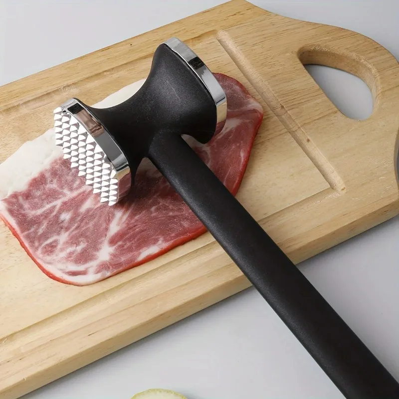 Stainless Steel Heavy Duty Meat Tenderizer Hammer with Rubber Grip
