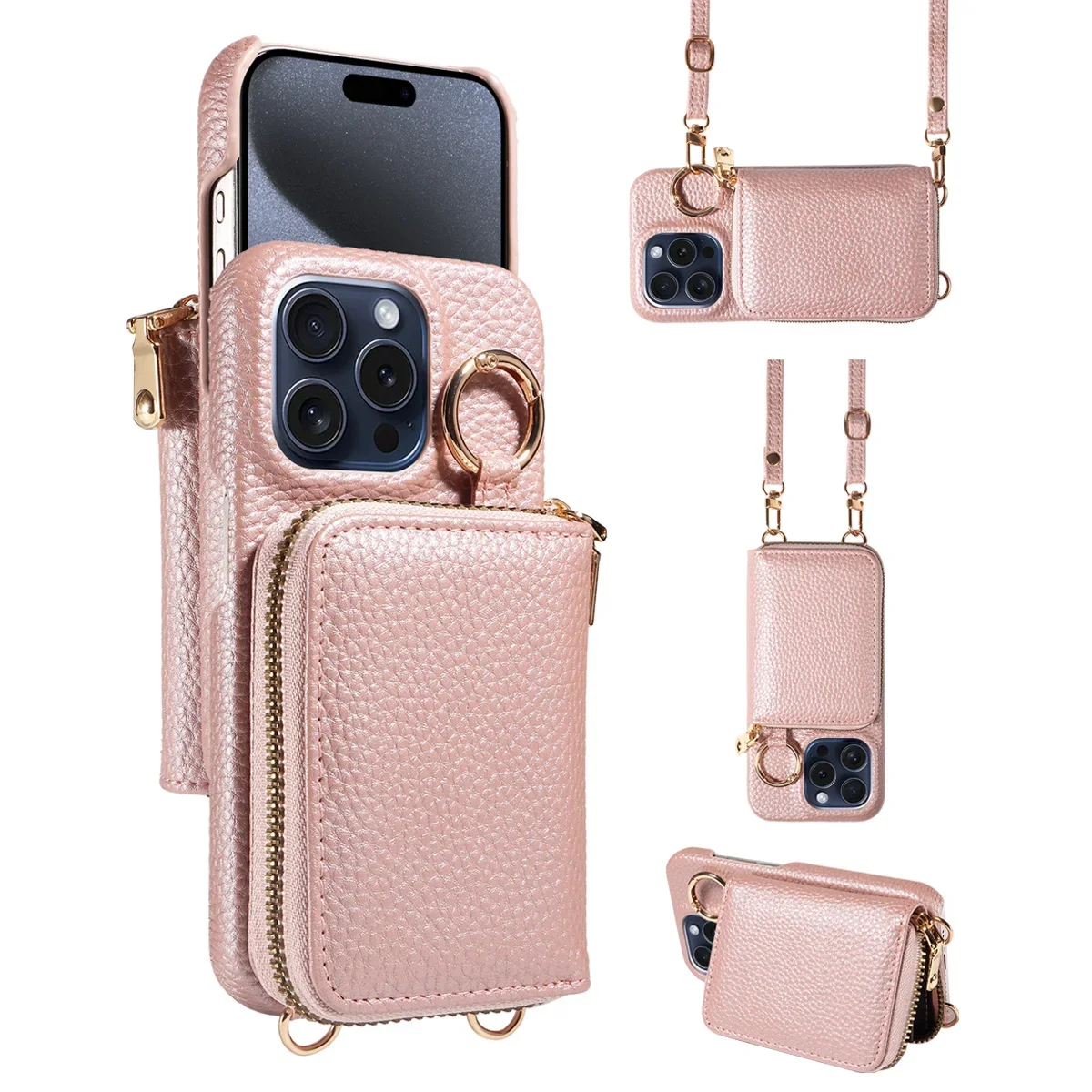 Premium PU Leather Anti-Drop Phone Case with Lanyard, Card Slots, and Wallet Cover