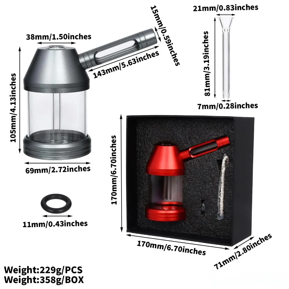 New Aluminum Alloy Grass Smoking Pipe Kit Glass Dry Herb Burning Tobacco Hookah Shisha Pipes Smoking Accessories Gift Box
