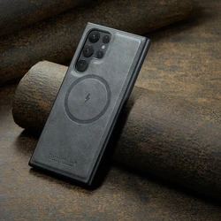 Leather Phone Case with MagSafe & Magnetic Wireless Charging Compatibility - Samsung S24FE (GRAY)