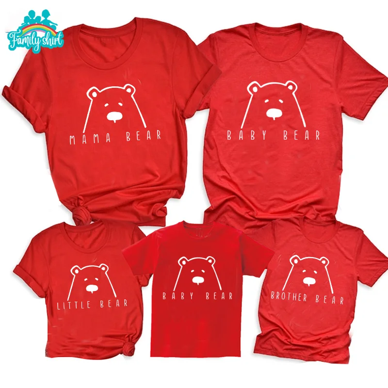 

Family Vacation T Shirt Outfits Family Gifts Kids Cartoon Bear Birthday Summer Shirt Gifts Family PAPA MAMA BROTHER Red T Shirts