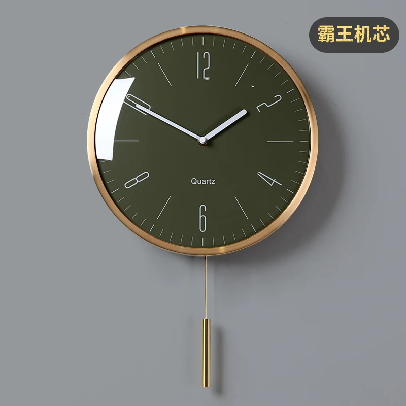 Gold Pendulum Metal Wall Clock Color:Green;Sheet Size:25X47CM