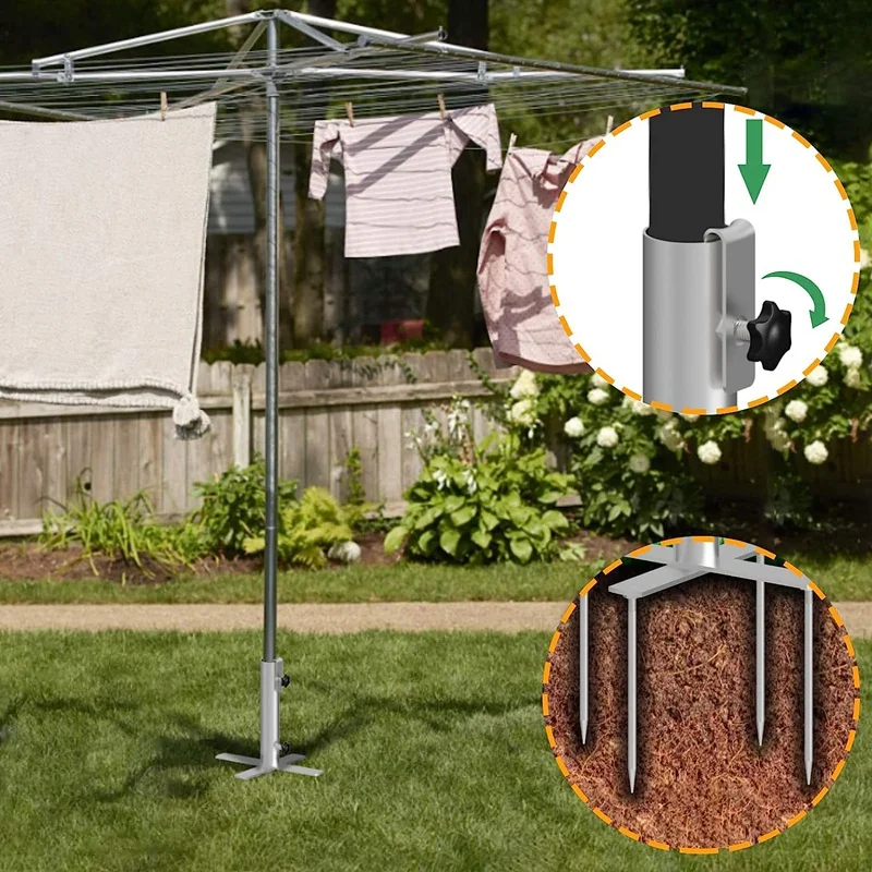 Beach Umbrella Base , Umbrella Stake With Design, Heavy Duty Metal Ground Grass Holder Stands Patio Holder Base
