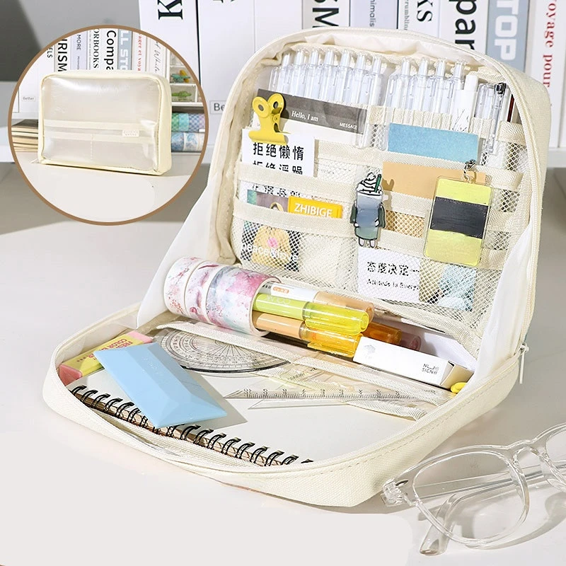 Stylish Transparent Office Pencil Case Simple Design Pen Bags Cute Sto