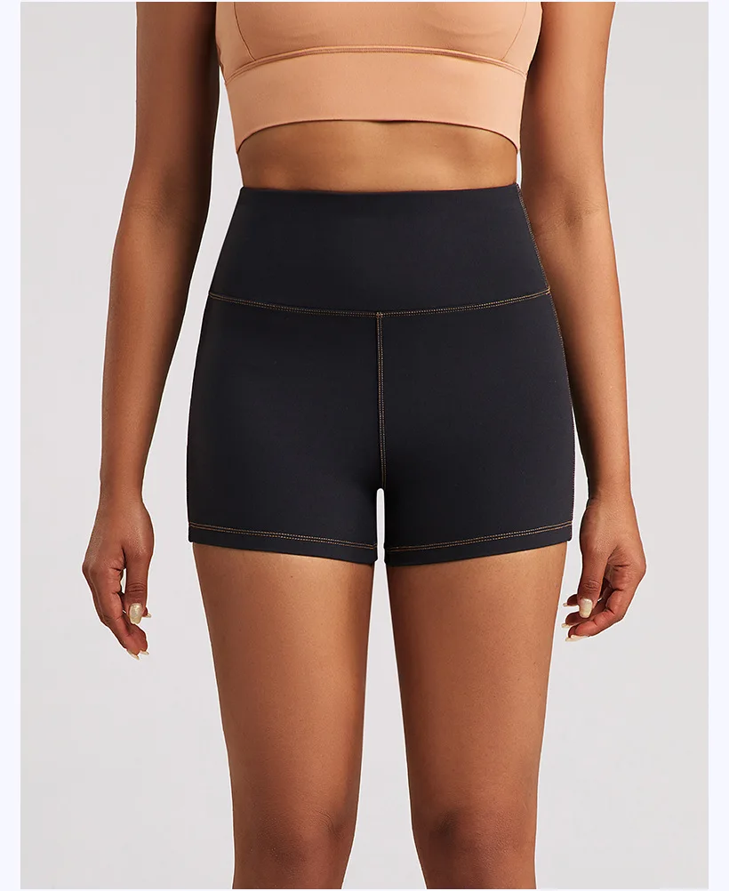 Hot Denim Fitness Women's High Waisted Sport Short Yoga Tennis Running Pilate Bottom with Pocket Tight Biker Shorts Workout Pant