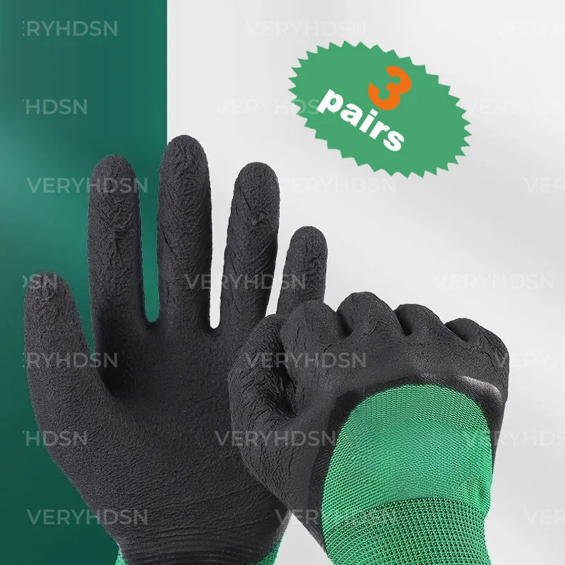 3pairs Work Gloves High Dexterity Ultra-Thin Safety Durable & Breathable Polyurethane Coated, Knit Wrist Cuff for Men & Women