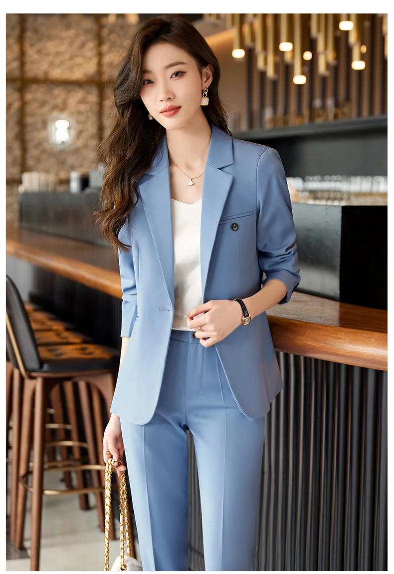 Yitimuceng Blue Suits For Women 2023 Fashion Long Sleeve