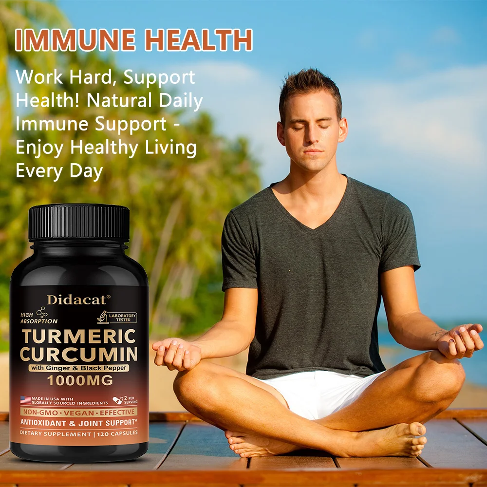 Turmeric Curcumin with Ginger & Black Pepper 1000mg,High Absorption Antioxidant & Immune Support,30/60/120 Capsules