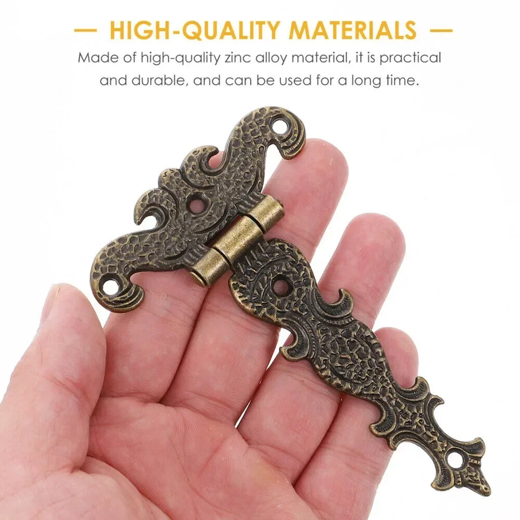 Description Picture 6 of item2pcs Bronze Zinc Alloy Hinge Furniture Fittings Butt Hinges Antique Wooden Box Decorative Hinge Repair Kit Furniture Hardware
