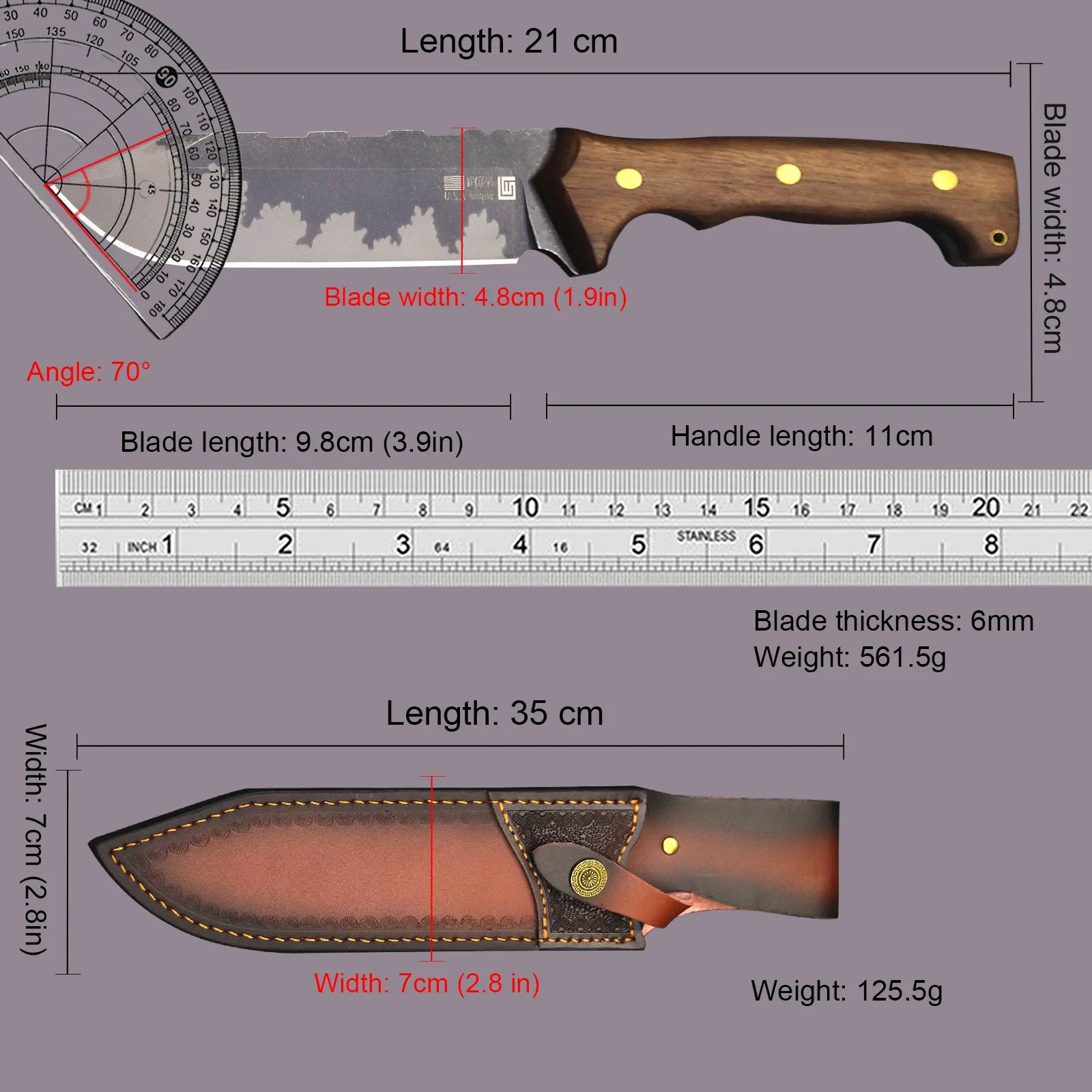 WPKOPYA USA CPM S90V steel tip high-end all-Tang woodcutter, outdoor logging axe, household tool axe, multi-purpose farm knife 5
