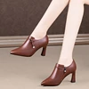 British Style Small Leather Shoes 2024 New Pointed High Heels Women's Spring and Autumn Design Retro Deep Mouth Women's Shoes 1