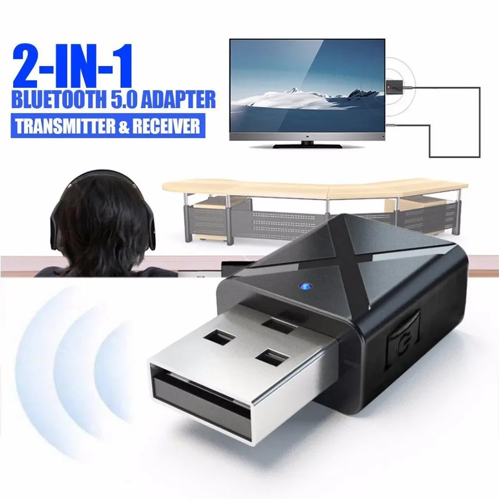 

Transmitter Receiver Bluetooth 5.0 USB Mini Stereo Bluetooth AUX RCA USB 3.5mm Jack For TV PC Car Kit Wireless Audio Adapter