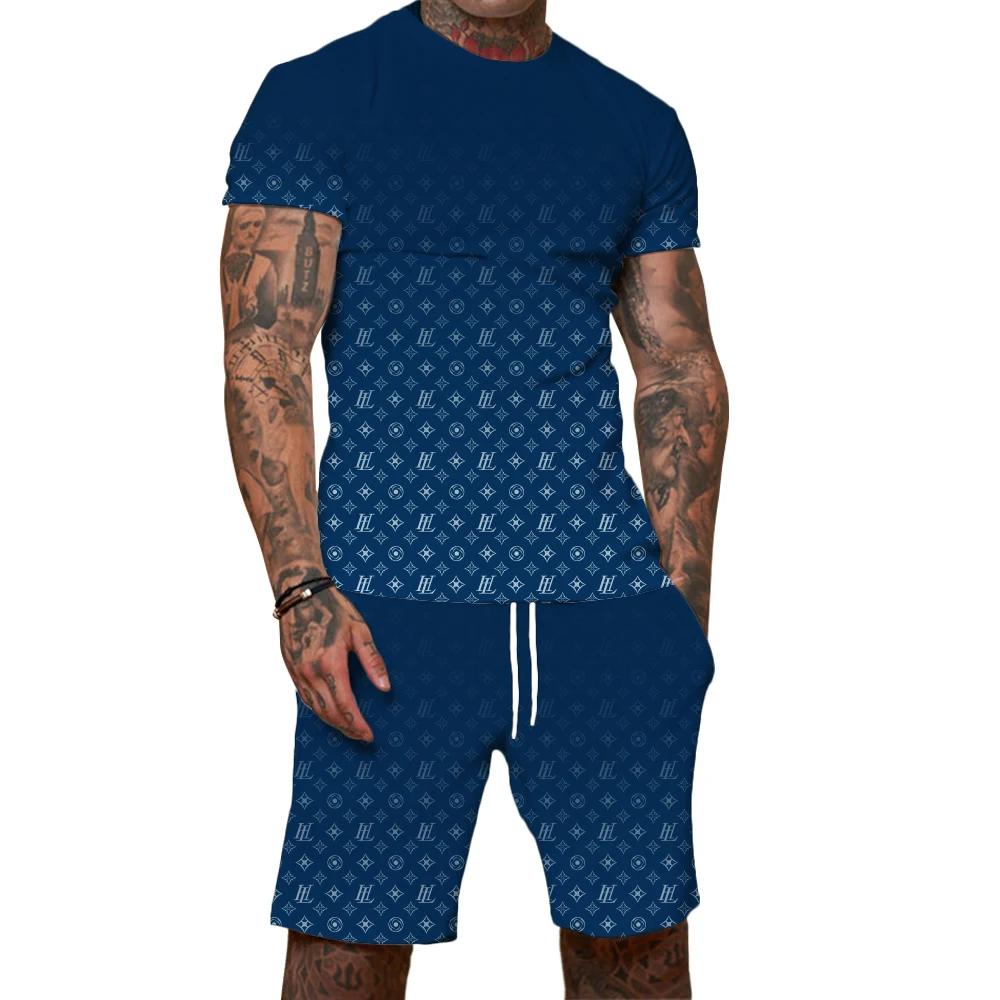 Luxury Men's T-shirt and Shorts Set Summer Sports Birthday Gift 3D Printed Oversized Clothing Pant Closure Type Out Side Length