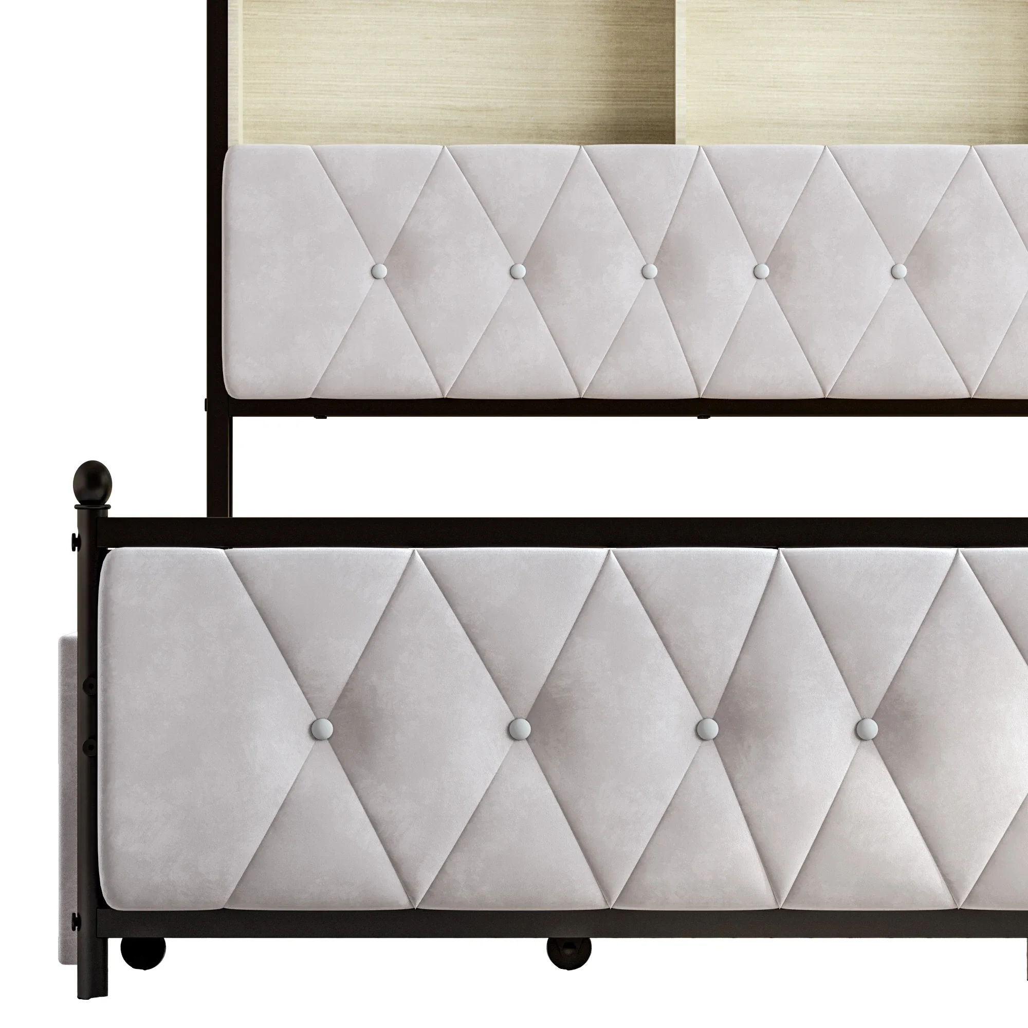 Anajqaqia Polsterbett – 140 x 200 cm großes Doppelbettgestell – Bett mit Stauraum, LED-Beleuchtung und vier Schubladen – Detail 7