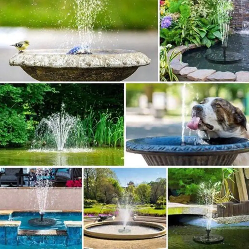 13cm 16cm Solar Fountain With 6 Nozzle Water Fountain Fast Starting High Efficiency Solar Power Bird Bath Pump
