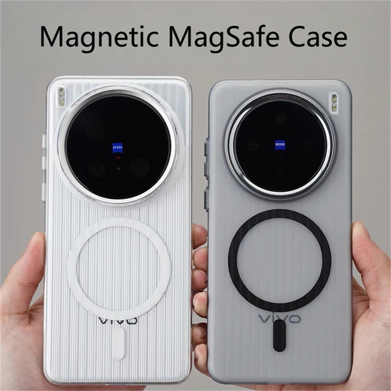MagSafe-Compatible Magnetic Matte Transparent Luggage Stripe Slim Phone Case Cover Bumper