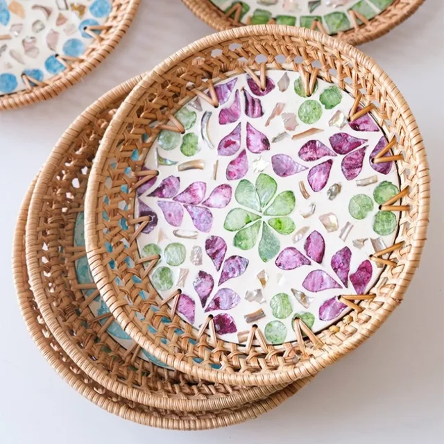 Handwoven Rattan Snack Tray 3