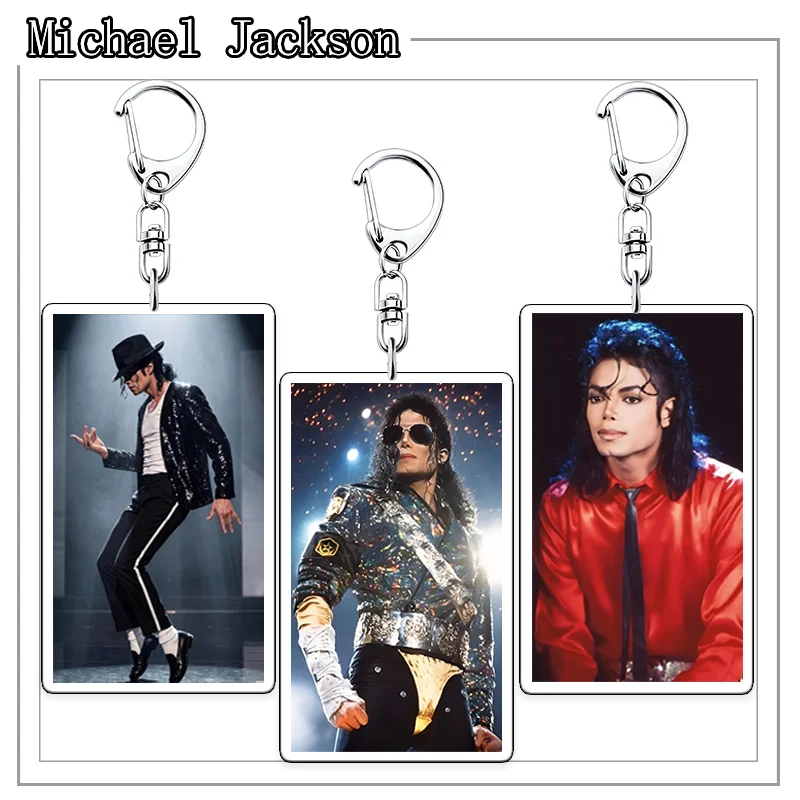 Brandneuer Michael Jackson 6cm Acryl-Schlüsselanhänger Taschen-Deko Schlüsselring Idol MJ Schlüsselkette Freunde Sammler Fangeschenk Geburtstagsgeschenk