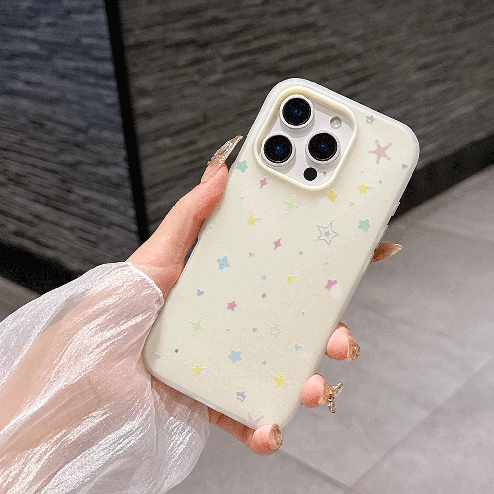 Cute Colorful Star Clear 2-in-1 Phone Case Cover