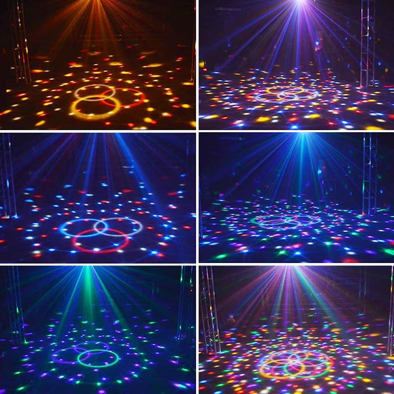 6 색 LED 디스코 볼 DMX 크리스탈 매직 볼 무대 조명 효과 DJ 파티 KTV 크리스마스 사운드 활성화 빛 원격