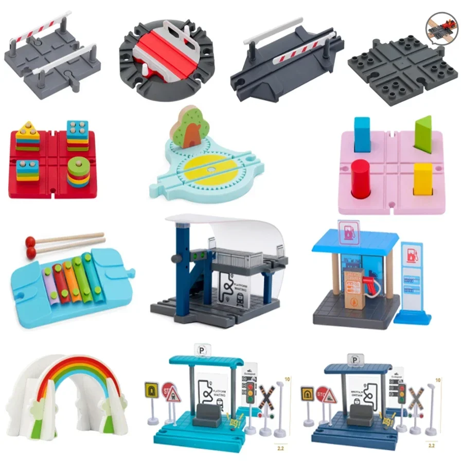 Wooden Railway Bridge and Tunnel Set - Educational Train Station Accessories