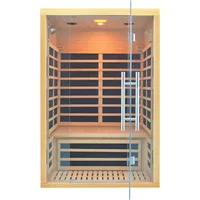 Infrared Sauna, 2 Person Indoor Sauna Room Low EMF Far Infrared Home Sauna Hemlock Wooden Sauna with LCD Control Panel Tempered 1