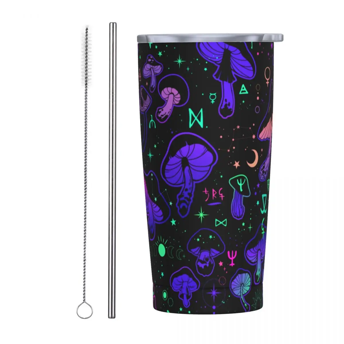 

Magic Mushrooms 20 Oz Tumbler Occult Vacuum Insulated Travel Thermal Cup with Lid and Straw Stainless Steel Office Home Mugs