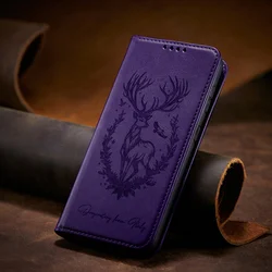 Premium Magnetic Leather Wallet Phone Case with Card Holder and Flip Cover - iPhone 14 (Purple)