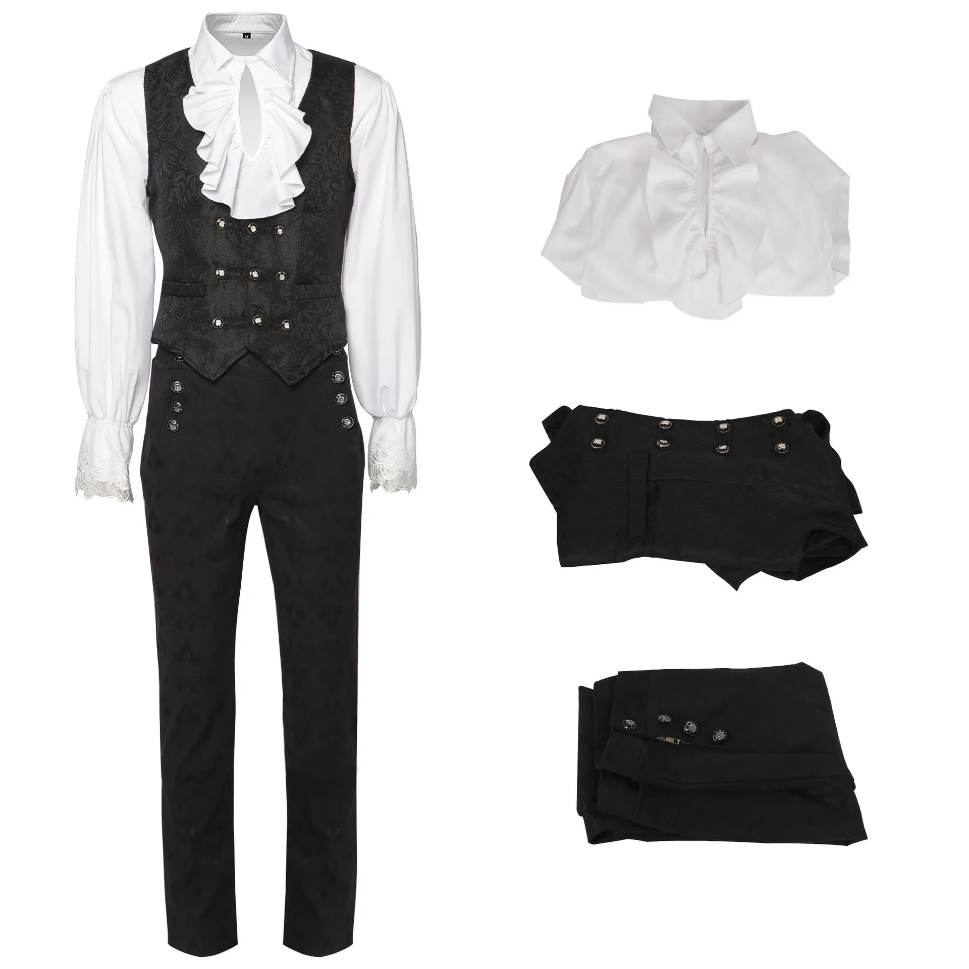 Gótica masculina Vampire Cosplay Traje, preto, cavalheiro medieval, casaca,  camisa, Steampunk, Halloween - AliExpress, image size:1920x1920