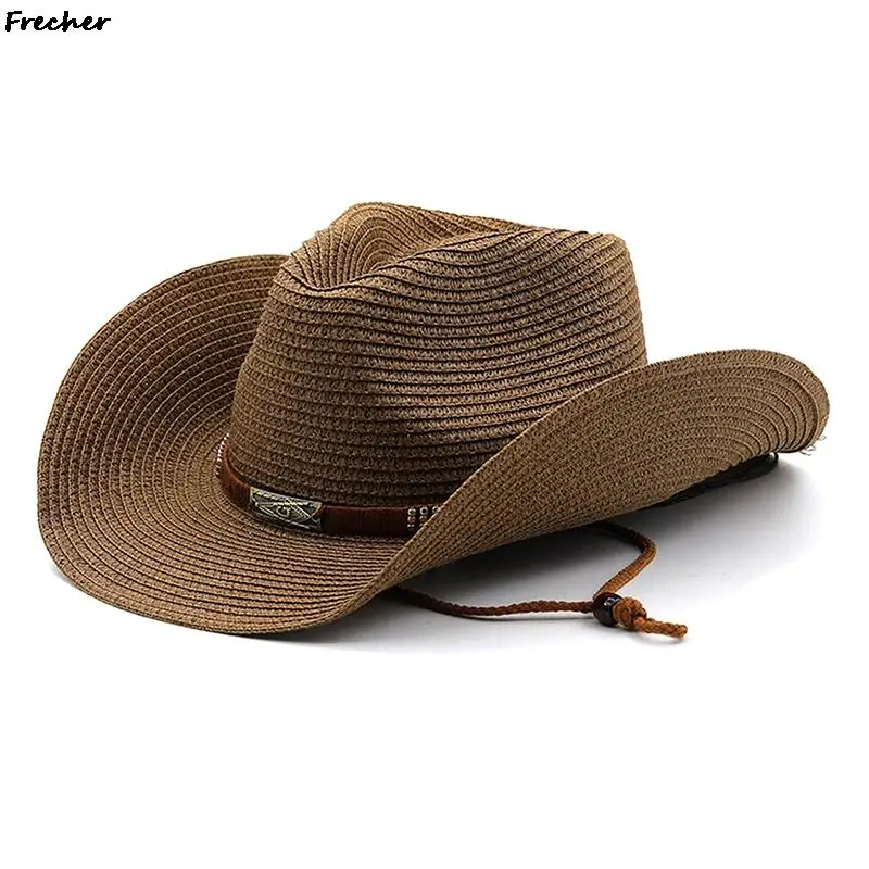 

UV Protection Cowboy Hat Western Sun Hats Summer Holiday Travel Fedora Knight Straw Caps Men Women Riding Gorras Beach Cap